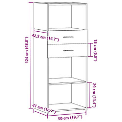 vidaXL Buffet haut chêne sonoma 50x42,5x124 cm bois d'ingénierie pas cher