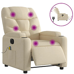 vidaXL Fauteuil inclinable de massage électrique crème tissu