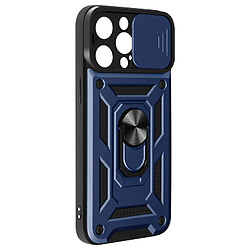 Avizar Coque Antichoc pour iPhone 15 Pro Max Cache Caméra Coulissant Bague bleu nuit