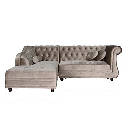 Habitat Et Jardin Canapé d'angle tissu chesterfield Aliza - 5 places - Taupe clair