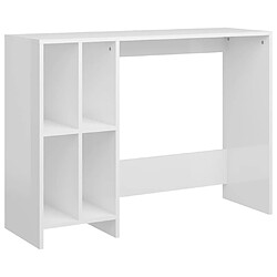 vidaXL Bureau d'ordinateur portable blanc brillant bois d'ingénierie