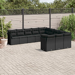 Maison Chic Salon de jardin 11 pcs avec coussins | Ensemble de Table et chaises | Mobilier d'Extérieur noir résine tressée -GKD28493