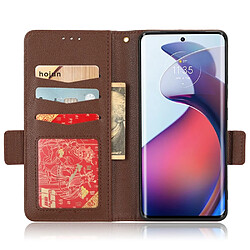 Etui en PU texture litchi, fermoir magnétique double avec support pour votre Motorola Edge 30 Fusion 5G/Moto S30 Pro 5G - marron