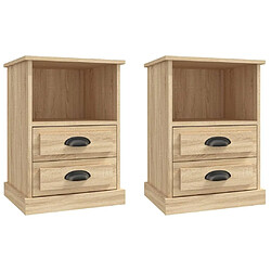 Maison Chic Lot de 2 Tables de chevet - Tables de Nuit chêne sonoma 43x36x60 cm