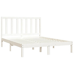 Acheter Maison Chic Lit Moderne Chambre - Cadre/structure de lit pour adulte Blanc Bois de pin massif 140x190 cm -MN30311