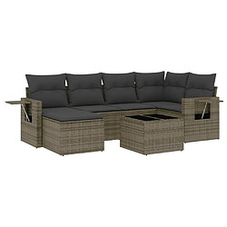 vidaXL Salon de jardin avec coussins 7 pcs gris résine tressée