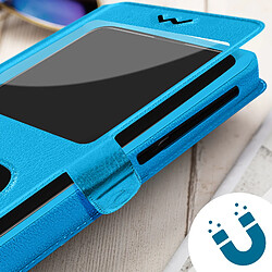 Avizar Étui Smartphone Universel Taille XXL 2 Fenêtres bleu turquoise pas cher