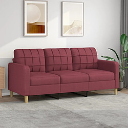 Maison Chic Canapé à 3 places,Canapé droit,Sofa de Salon,Banquette Rouge bordeaux 180 cm Tissu -GKD355670