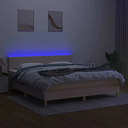 Acheter Maison Chic Lit adulte- Lit + matelas,Sommier à lattes de lit avec matelas LED Crème 160x200 cm Tissu -GKD54925