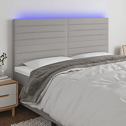 Maison Chic Tête de lit scandinave à LED,meuble de chambre Gris clair 200x5x118/128 cm Tissu -MN80613