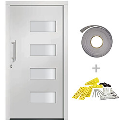 vidaXL Porte d'entrée Aluminium et PVC Blanc 100x210 cm