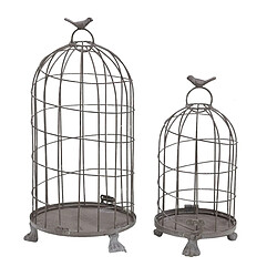 Aubry Gaspard Cages en métal gris blanchi (Lot de 2).