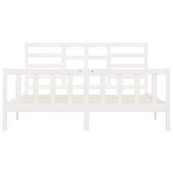 Maison Chic Lit Super King - Cadre de lit,Structure du lit Contemporain pour chambre Blanc Bois massif 180x200 cm -MN30902 pas cher