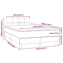 vidaXL Sommier à lattes de lit et matelas Gris clair 120x200cm Velours pas cher