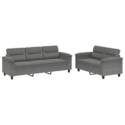 Maison Chic Ensemble de canapés 2 pcs coussins, Canapé droit Sofa pour Salon gris foncé tissu microfibre -GKD645901