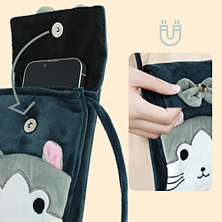 Avizar Pochette Bandoulière pour Smartphone en Tissu Design Chat Gris et Rose pas cher