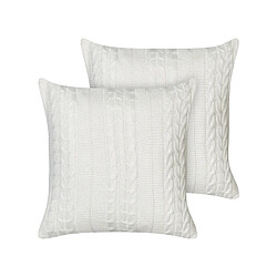 Beliani Lot de 2 coussins CADETIA Coton 45 x 45 cm Unicolore Blanc