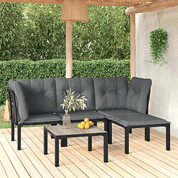 vidaXL Salon de jardin 5 pcs noir et gris résine tressée