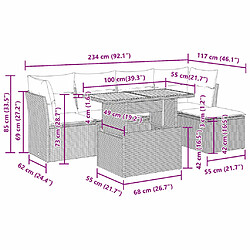 vidaXL Salon de jardin 6 pcs avec coussins noir résine tressée pas cher