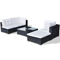 Maison Chic Salon de jardin 5 pcs avec coussins | Ensemble de Table et chaises | Mobilier d'Extérieur résine tressée noir -GKD77107 pas cher