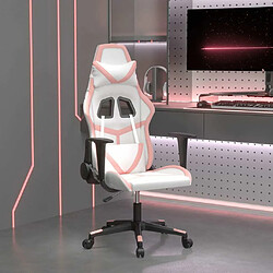 Maison Chic Chaise de jeu, Chaise gaming, Fauteuil gamer d'ordinateur,Chaise de Bureau Blanc et rose Similicuir -GKD58458