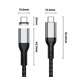 100W Pd 4.0 Chargeur Rapide Câble Usb-C Câbles De Charge À Aimant Rapide, Câble De Données Gris