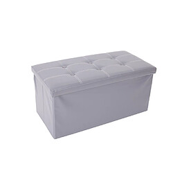 Mobili Rebecca Pouf Coffre de rangement Banc Rectangle Gris Stokage 38x76x38