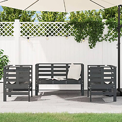 Avis Maison Chic Salon de jardin 3 pcs - Table et chaises d'extérieur - Mobilier/Meubles de jardin Moderne gris bois massif de pin -MN40832