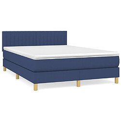 Maison Chic Lit Adulte - Lit simple Lit à sommier tapissier avec matelas moelleux - Meuble de Chambre - Bleu 140x190 cm Tissu -MN38972