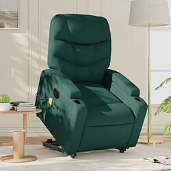 vidaXL Fauteuil inclinable de massage électrique Vert foncé Tissu