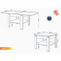 Acheter Dusine TABLE BASSE LEONOR BOIS / GRIS EXTENSIBLE JUSQU' 130 CM