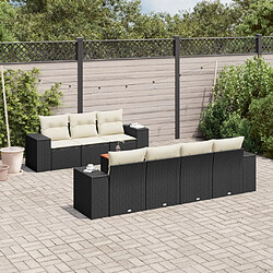 vidaXL Salon de jardin 8 pcs avec coussins noir résine tressée