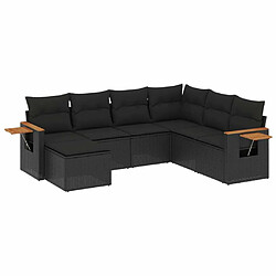 Maison Chic Salon de jardin 7 pcs avec coussins | Ensemble de Table et chaises | Mobilier d'Extérieur noir résine tressée -GKD84888