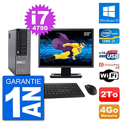 PC Dell 9020 SFF Ecran 22" Intel i7-4790 RAM 4Go Disque 2To Windows 10 Wifi - Occasion