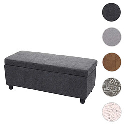 Mendler Coffre de rangement Kriens, banc, tissu/textile, 45x114x45cm ~ gris foncé