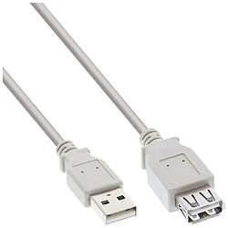 USB 2.0 Rallonge, InLine®, mâle/fem. type A, beige/gris, 3m