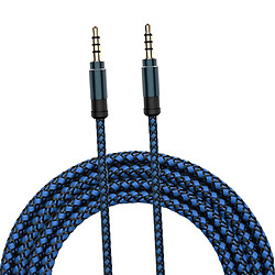 Acheter Voiture tressée en nylon de câble audio de jack de 3.5mm mâle à bleu de câble AUX de 1.5m AUX