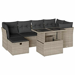 vidaXL Salon de jardin avec coussins 7 pcs gris clair résine tressée