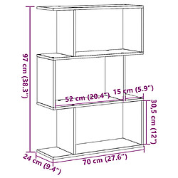 vidaXL Étagère séparatrice de pièce à 3 niveaux sonoma gris 70x24x97cm pas cher