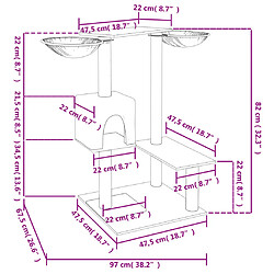 vidaXL Arbre à chat avec griffoirs crème 82 cm pas cher