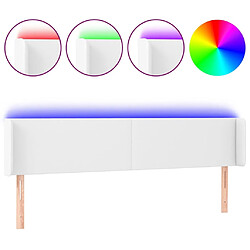 Maison Chic Tête de lit scandinave à LED,meuble de chambre Blanc 163x16x78/88 cm Similicuir -MN18473