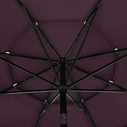 Acheter vidaXL Parasol de jardin à 3 niveaux mât en aluminium rouge bordeaux