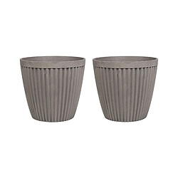 Beliani Lot de 2 pots de fleurs taupe d 36 cm POKA