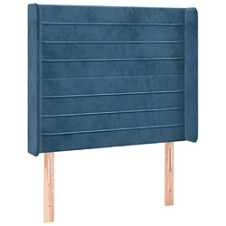 Avis Maison Chic Tête de lit scandinave à LED,meuble de chambre Bleu foncé 83x16x118/128 cm Velours -MN70902