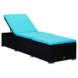 Avis Maison Chic Chaise longue avec coussin | Bain de soleil Relax | Transat et table à thé Résine tressée Bleu -GKD78786