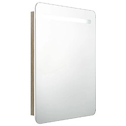 Maison Chic Armoire de salle de bain,Meuble de rangement,Meuble haut à miroir LED blanc et chêne 60x11x80cm -GKD840897