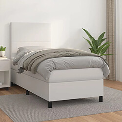 Maison Chic Lit Adulte - Lit simple Lit à sommier tapissier avec matelas moelleux - Meuble de Chambre Blanc 100x200cm Similicuir -MN34774