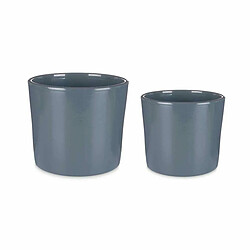 Ibergarden Set de pots Ø 22 cm Ø 27 cm 2 Pièces Anthracite Argile