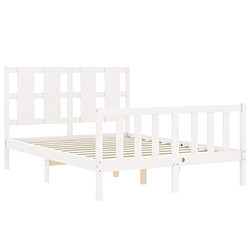 Maison Chic Cadre/structure de lit avec tête de lit pour adulte - Lit Moderne Chambre blanc 120x200 cm bois massif -MN72566 pas cher