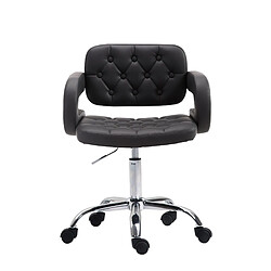 Decoshop26 Chaise de bureau réglable en hauteur pivotante dossier et accoudoir synthétique noir BUR10421